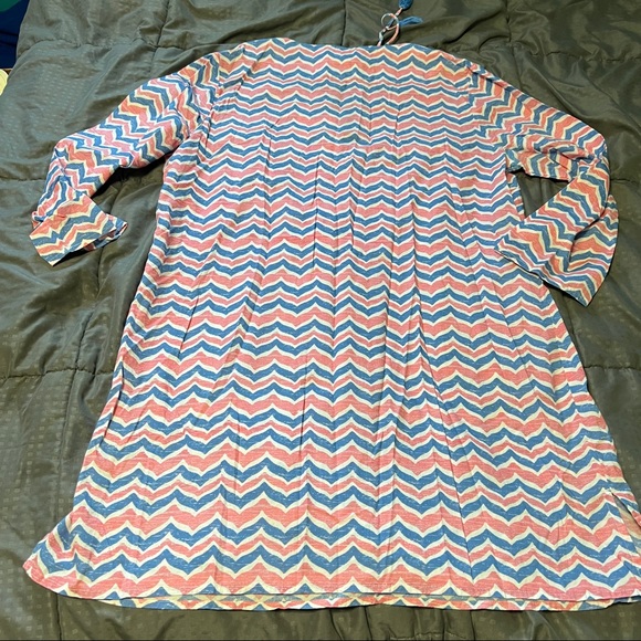 Vineyard vines cotton cover up beach dress whales tails chevron pink blue large - Picture 7 of 8